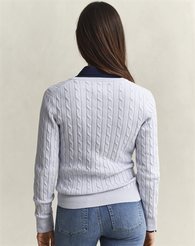 Gant - Cable V-Neck Strik - Light Blue